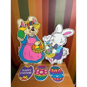 Vintage Easter hanging wall window decorations bunny eggs